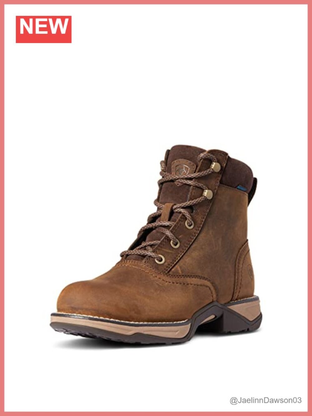 Waterproof Leather Lace Up Western Work Boots Round Toe